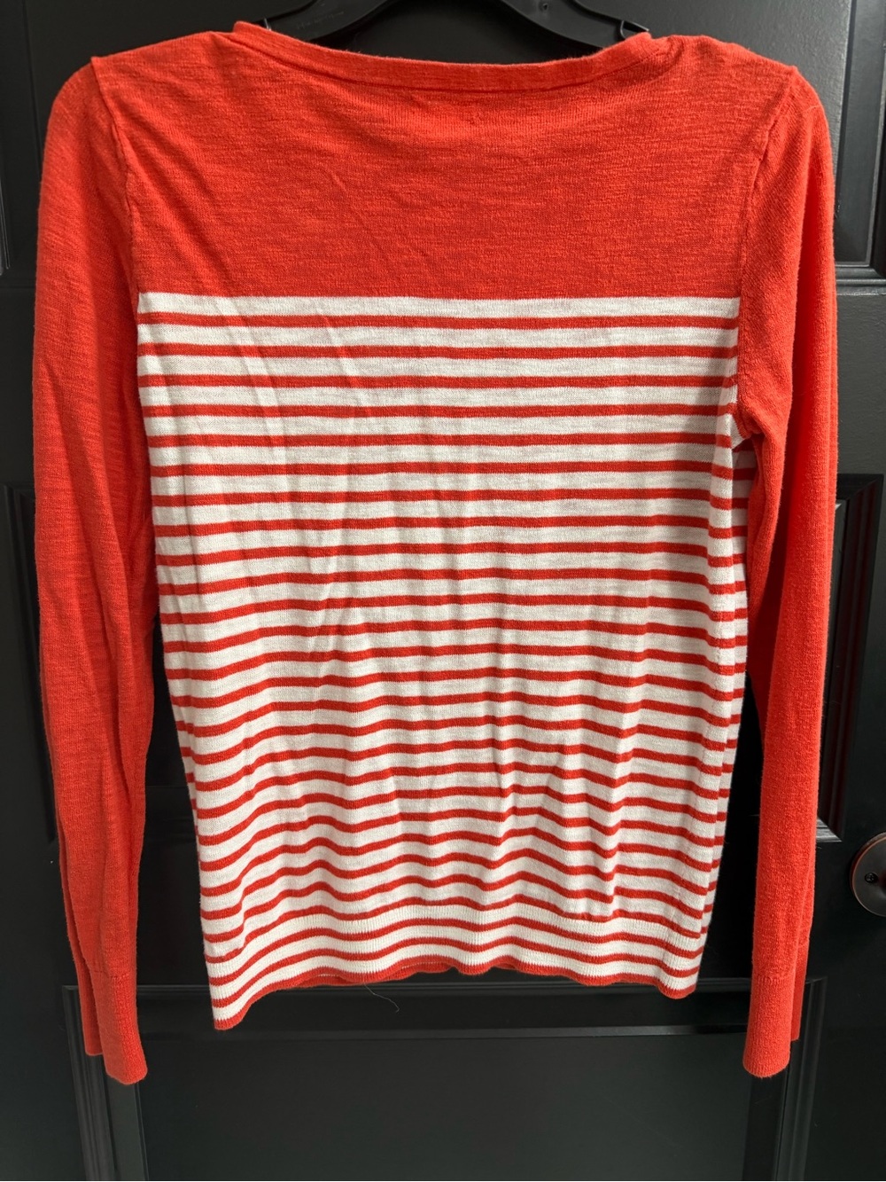 J.Crew Orange Ivory Striped Cotton Boatneck Sweater Size S - Picture 6 of 9